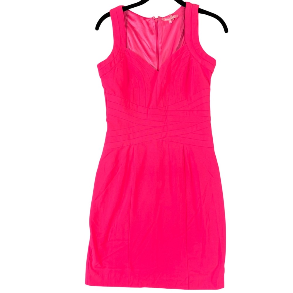 Mindst Hot Pink Sheath‎ Dress Womens S V Neck Sleeveless Ruched Waist Party Glam